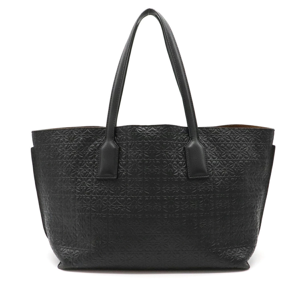 Loewe Anagram T Shopper Tote Bag Shoulder Leather Black